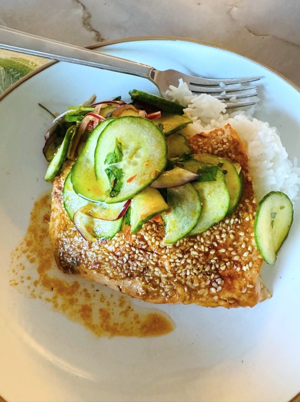 Sesame Salmon with Chili Cucumber Salad Recipe Image 2