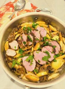 10-25 Seared Pork Tenderloin with Wild Mushrooms and Apples 001 Image 1