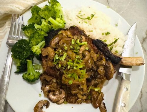 Seared Pork Chops with a Creamy Brandy Mushroom Sauce Recipe