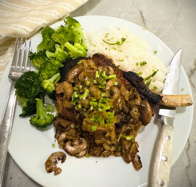 Seared Pork Chops with a Creamy Brandy Mushroom Sauce Recipe Image 1